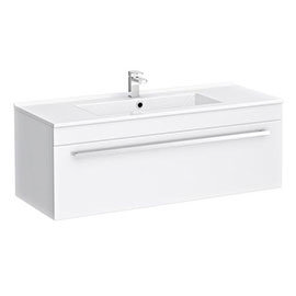 Nova Wall Hung Vanity Sink With Cabinet - 1000mm Modern High Gloss White Medium Image