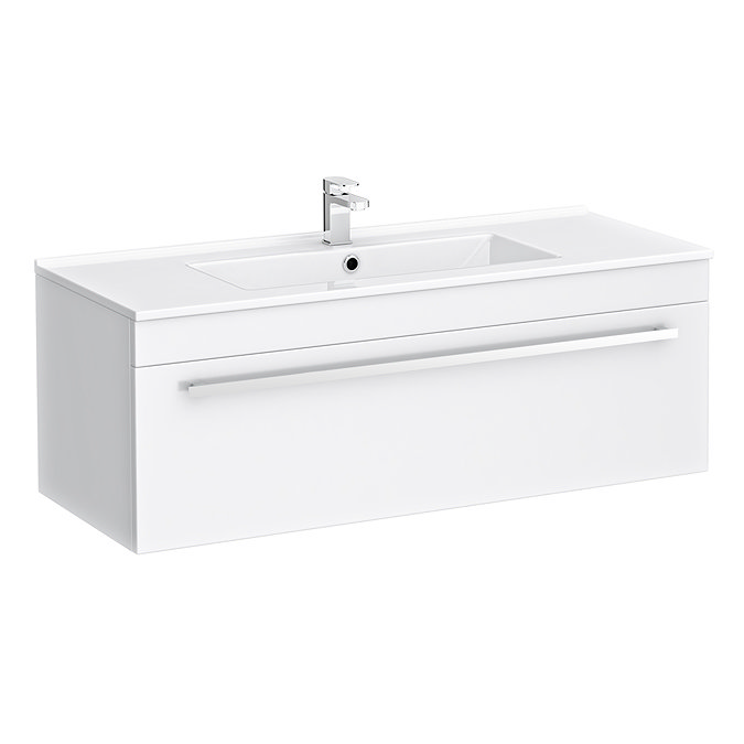 Nova Wall Hung Vanity Sink With Cabinet - 1000mm Modern High Gloss White Large Image