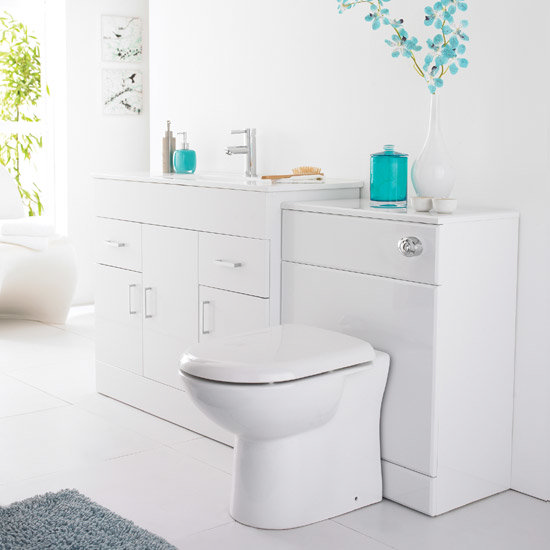 Modena High Gloss White Vanity Unit Bathroom Suite Large Image