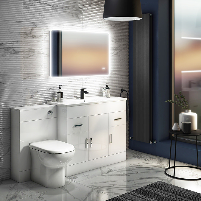 Toreno Vanity Sink With Cabinet - 1000mm Modern High Gloss White  Standard Large Image