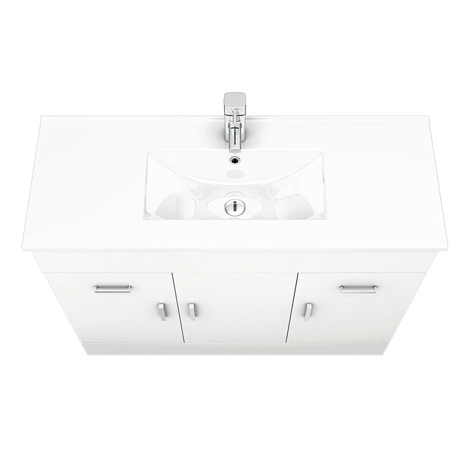 Toreno Vanity Sink With Cabinet - 1000mm Modern High Gloss White  additional Large Image