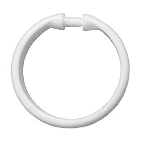 12 White Round Shower Curtain Rings Large Image