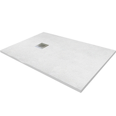 1200 x 800mm White Slate Effect Rectangular Shower Tray + Chrome Waste  Profile Large Image