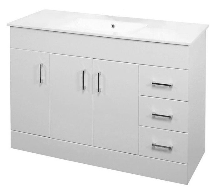 1200mm Minimalist High Gloss White Vanity Unit with Ceramic Basin Large Image