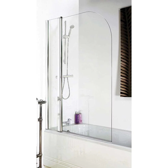 1400 Hinged Straight Curved Top Bath Screen + Fixed Panel NSS2  Profile Large Image