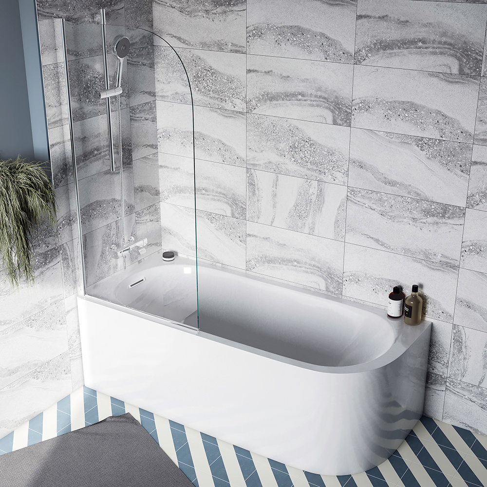 Hinged Curved Top Bath Screen (785 x 1400mm)  Feature Large Image