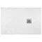 1400 x 800mm White Slate Effect Rectangular Shower Tray + Chrome Waste  In Bathroom Large Image