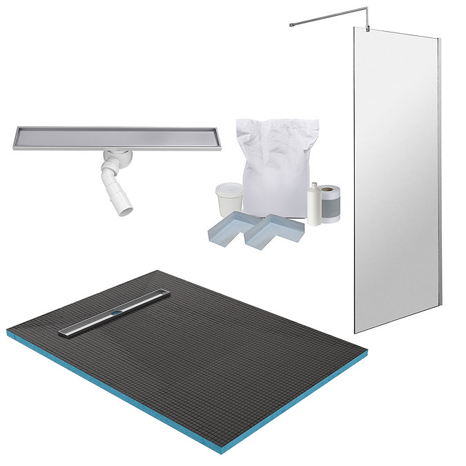 Imperia 1400 x 900 Wet Room Pack with Linear Tileable Waste Cover Chrome