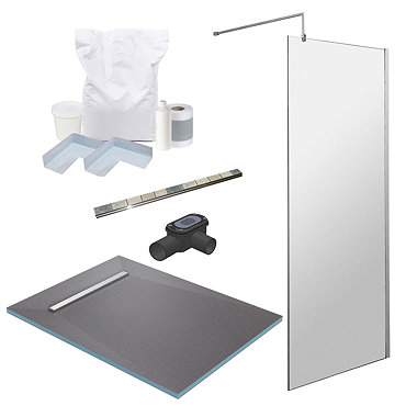 1400 x 900 Wet Room Pack with 600mm Linear Waste  Profile Large Image