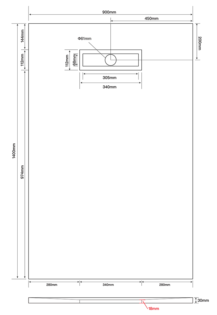 Imperia 1400 x 900 Wet Room Pack - Chrome Profile
