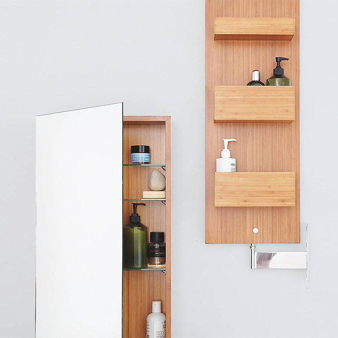 1400mm Revolving Mirror Cabinet Bamboo  Standard Large Image