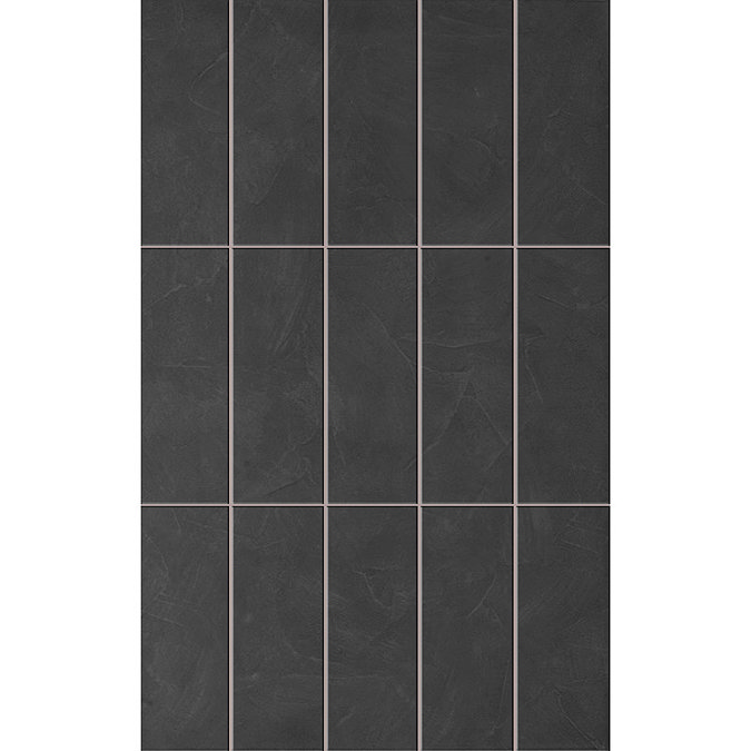 15 Taranto Matt Black Pre Cut Wall Tiles - 25 x 40cm Large Image