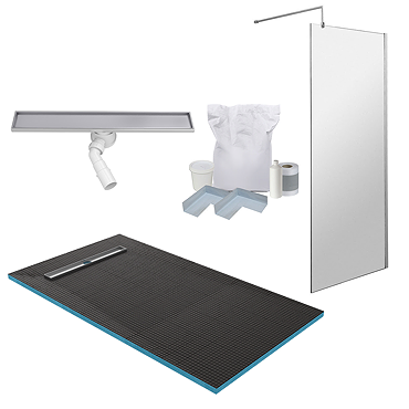 Imperia 1600 x 900 Wet Room Pack with Linear Tileable Waste Cover Chrome