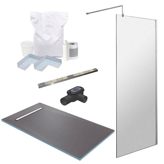 1600 x 900 Wet Room Pack with 600mm Linear Waste Large Image