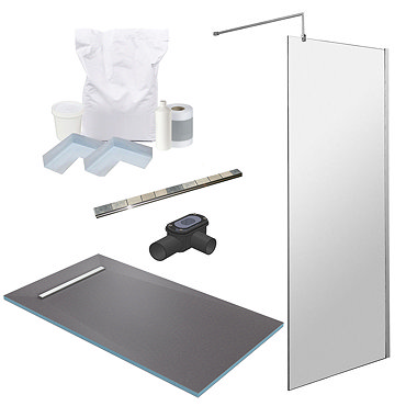 1600 x 900 Wet Room Pack with 600mm Linear Waste  Profile Large Image