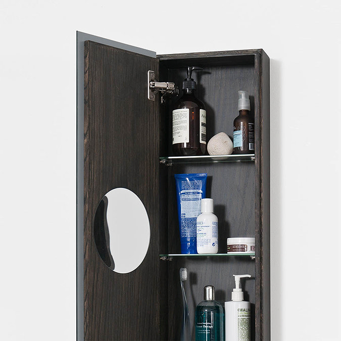 1622mm Slimline Tall Mirror Cabinet Dark Oak  Feature Large Image