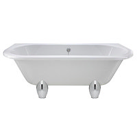 Nuie 1700 Double Ended Back to Wall Roll Top Bath with Deacon Leg Set Large Image
