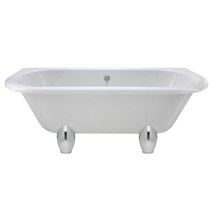 Nuie 1700 Double Ended Back to Wall Roll Top Bath with Deacon Leg Set Large Image