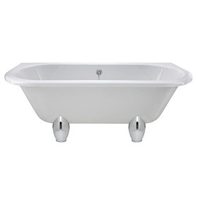 Nuie 1700 Double Ended Back to Wall Roll Top Bath with Deacon Leg Set Large Image