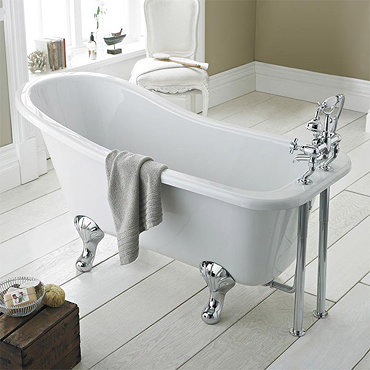 Premier Kensington 1700 Roll Top Slipper Bath Inc. Chrome Leg Set Profile Large Image
