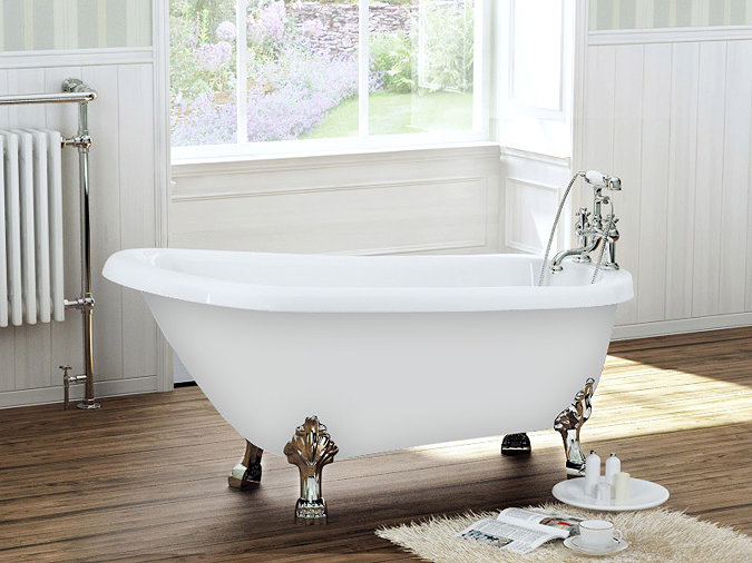 Winchester 1680 x 720 Luxury Freestanding Slipper Bath with Chrome Leg Set Large Image
