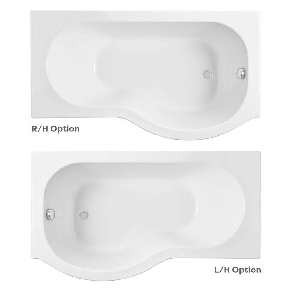 Cruze P-Shaped 1700mm Curved Shower Bath With Screen And Acrylic Front ...