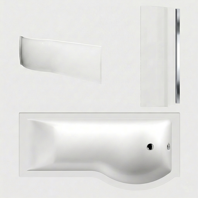 Cruze P Shaped Shower Bath - 1700mm with Screen + Panel