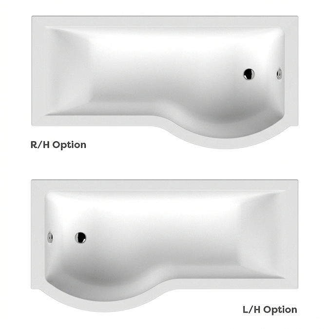 Cruze P Shaped Shower Bath - 1700mm with Screen + Panel