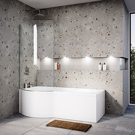 Cruze P Shaped Shower Bath - 1700mm with Screen + Panel