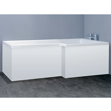 1700mm L Shape Square Bath w/ Side & End Panels - White - Right hand option Profile Large Image