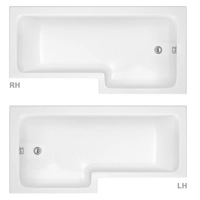 Milan Shower Bath - 1700mm L Shaped with Hinged Screen + Panel  Feature Large Image