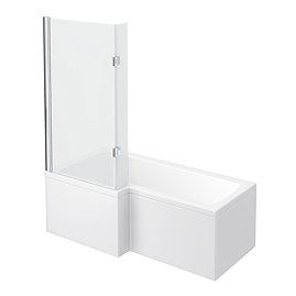 Milan Shower Bath - 1700mm L Shaped with Hinged Screen + Panel