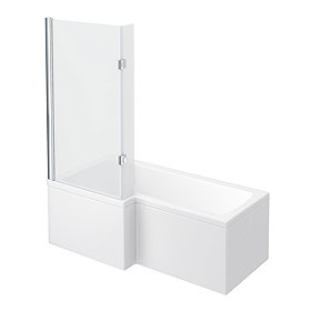 Milan Shower Bath - 1700mm L Shaped with Hinged Screen + Panel