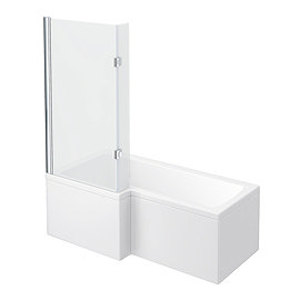 Milan Shower Bath - 1700mm L Shaped with Hinged Screen & Panel Large Image