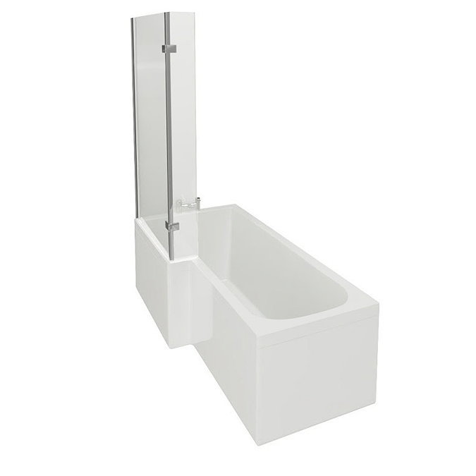 1700mm Square Shower Bath with Hinged Screen Profile Large Image