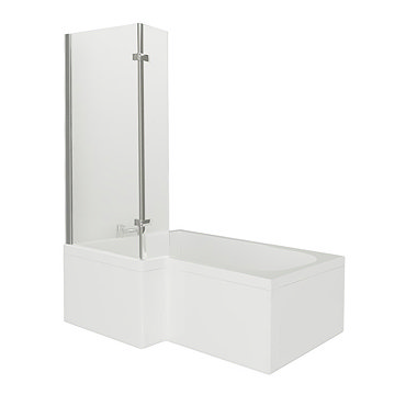 1700mm Square Shower Bath with Hinged Screen Profile Large Image