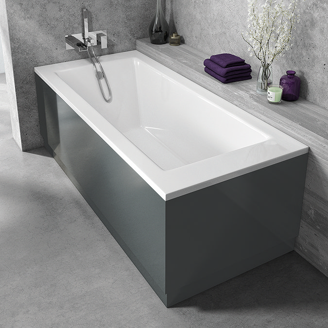 1700mm Waterproof Gloss Grey Front Bath Panel & Plinth