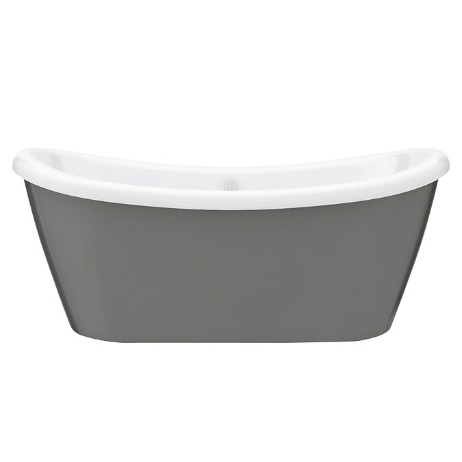 1770 x 775 Gloss Grey Double Ended Slipper Roll Top Bath Large Image
