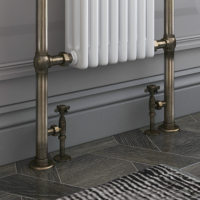 180mm Old English Brass Tubes + Plates for Radiator Valves Profile Large Image