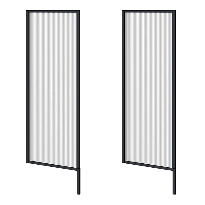 2 x Arezzo Fluted Glass Matt Black Framed Urinal Partitions  Feature Large Image