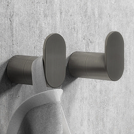 2 x Arezzo Gunmetal Grey Robe/Towel Hooks