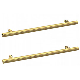 2 x Arezzo Industrial Style Knurled 'T' Bar Brushed Brass Handles (192mm Centres) Medium Image