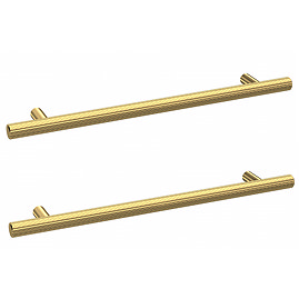 2 x Arezzo Industrial Style Knurled 'T' Bar Brushed Brass Handles (192mm Centres) Large Image