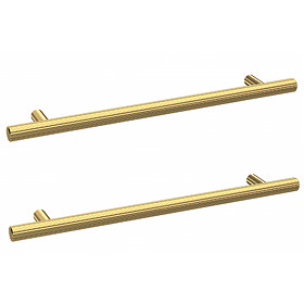 2 x Arezzo Industrial Style Knurled 'T' Bar Brushed Brass Handles (192mm Centres) Large Image