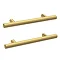 2 x Arezzo Industrial Style Knurled 'T' Bar Brushed Brass Handles (96mm Centres) Large Image