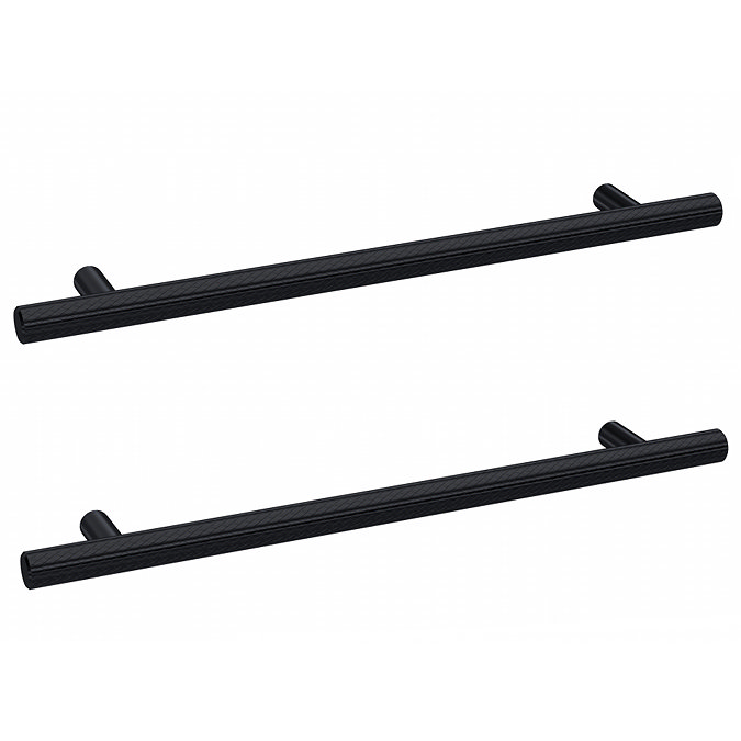 2 x Arezzo Industrial Style Knurled 'T' Bar Matt Black Handles (192mm Centres) Large Image