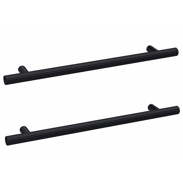 2 x Arezzo Industrial Style Knurled 'T' Bar Matt Black Handles (192mm