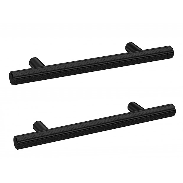 2 x Arezzo Industrial Style Knurled 'T' Bar Matt Black Handles (96mm
