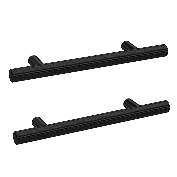 2 x Arezzo Industrial Style Knurled 'T' Bar Matt Black Handles (96mm Centres) Large Image