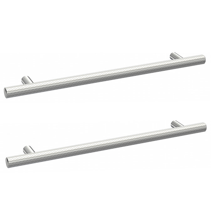 2 x Arezzo Industrial Style Knurled 'T' Chrome Handles (192mm Centres) Large Image